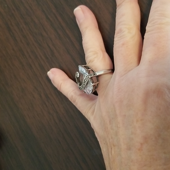 Ring CZ silver and hematite ring - Picture 4 of 10